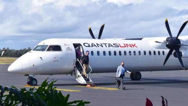 Qantas' first direct flight between Brisbane and Coffs Harbour touched down at Coffs Harbour Airport on April 29, 2021.