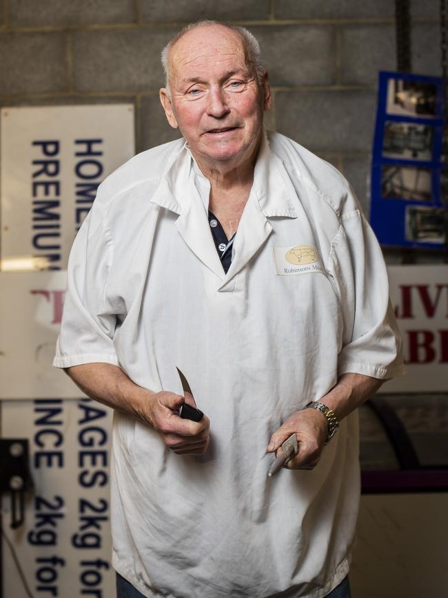 Butcher Philip "Robbo" Robinson at his home in Rosetta. Picture: Richard Jupe