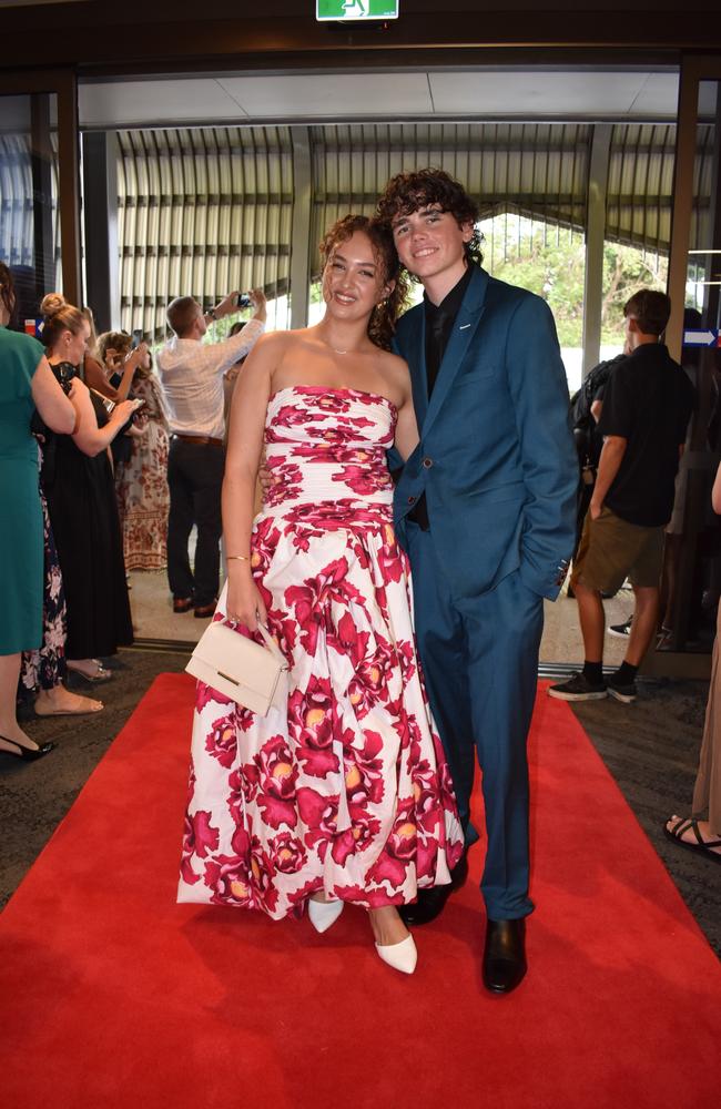 Aydan Latcham and Isi Semmlar at the Suncoast Christian College formal 2024.