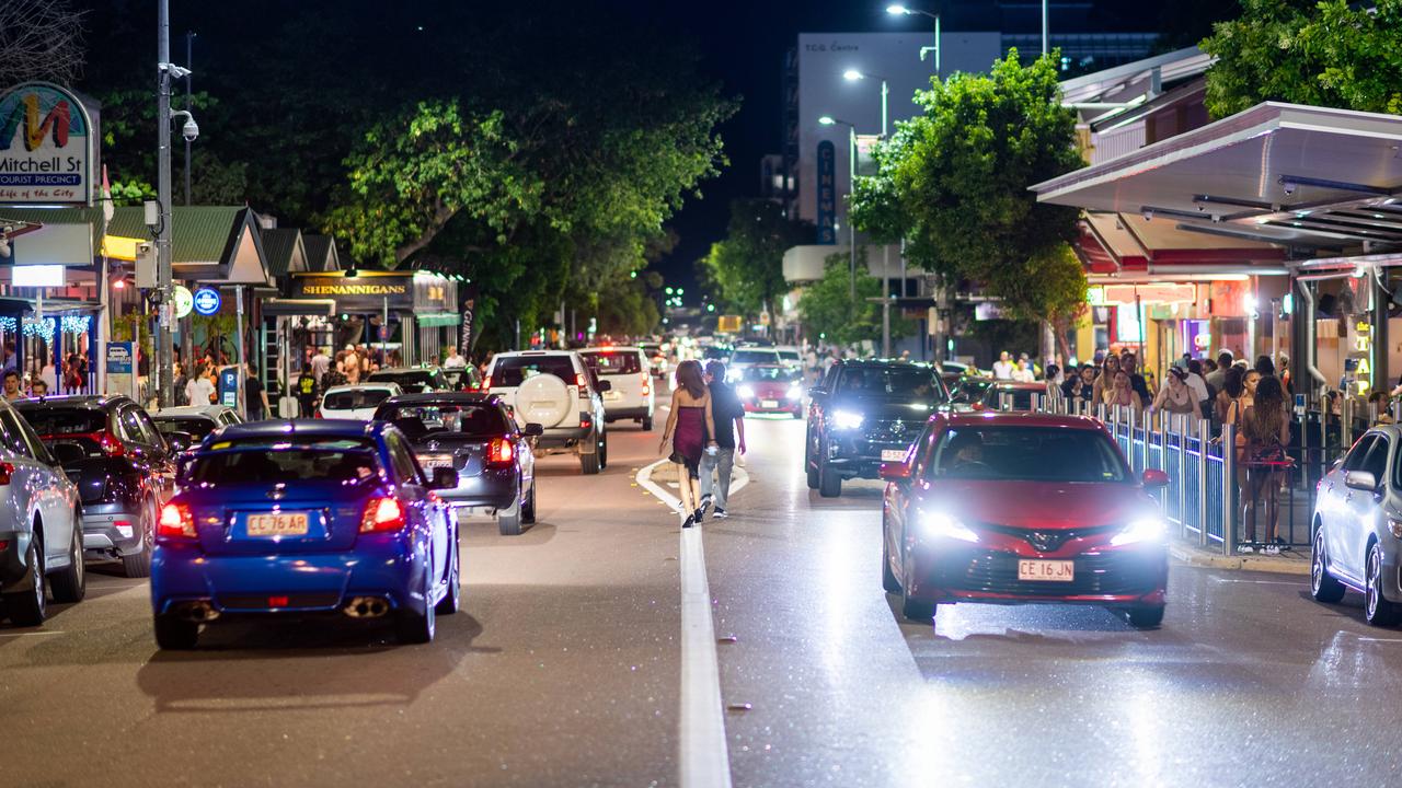 Mitchell St in Darwin was abuzz to celebrate the end of 2020. Picture: Che Chorley