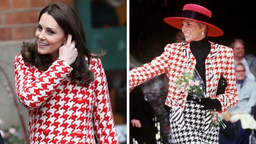 Kate Middleton wears matching houndstooth coat to Princess Diana