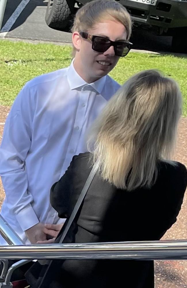 James Jones with his mother at Taree court on April 16.