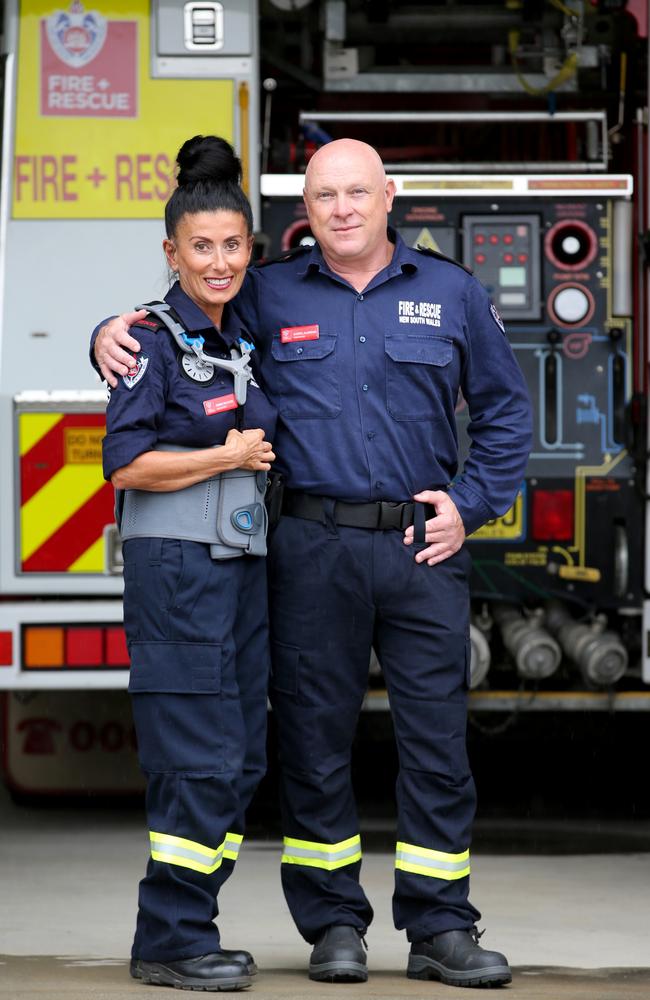 Fire and Rescue NSW Firefighters Irene Pachos and Daryl Aldridge from Nambucca. Picture: Nathan Edwards