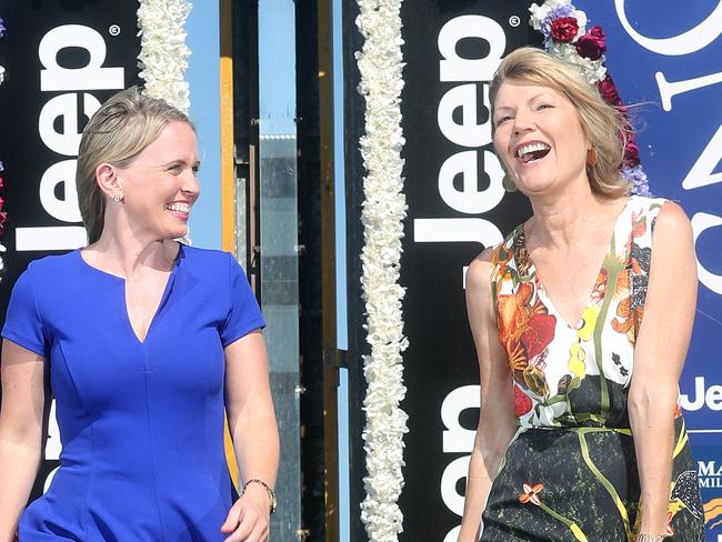 Kate Jones MP and Katie Page for a story on the future of the Magic Millions. Picture: Richard Gosling