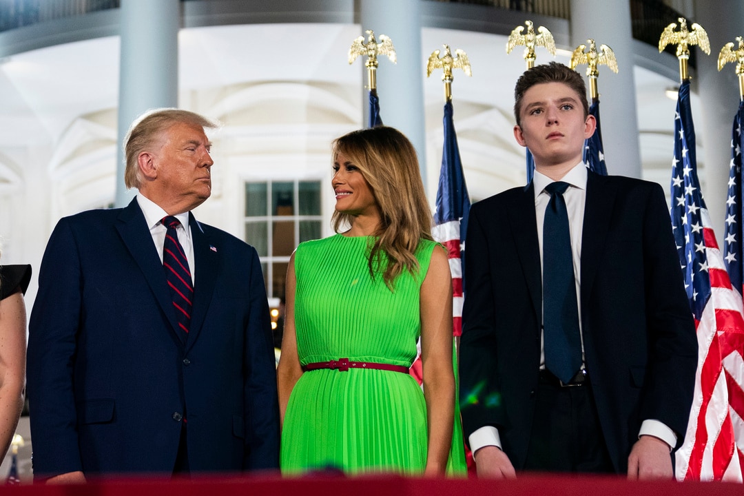 Barron Trump pictured casting first ever ballot for his father