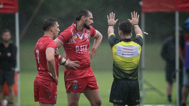 Kincumber was reduced to 12 late in the first half. Picture: Julian Andrews