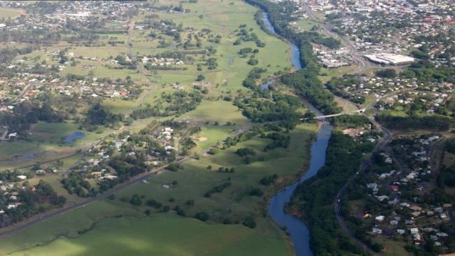 Gympie (pictured here along with suburb Southside and dissected by the Mary River) was among the worst affected LGA’s with a rental vacancy rate 0f 0.2 per cent.