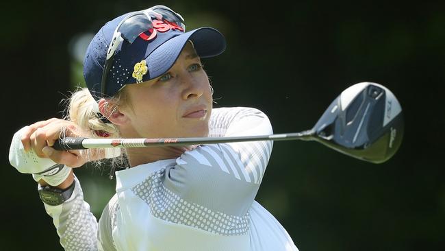 The USA’s Nelly Korda leads the race for gold heading into today’s final round of women’s golf. Picture: Getty Images