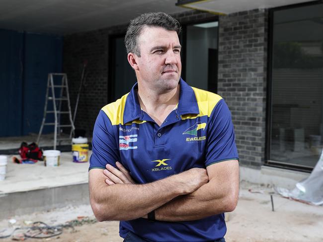 SANFL - Jade Sheedy was to coach the Eagles for the first time this weekend, but due to the shut down of the competition while the world battles Coronavirus he has instead returned to his work as a builder. Picture SARAH REED