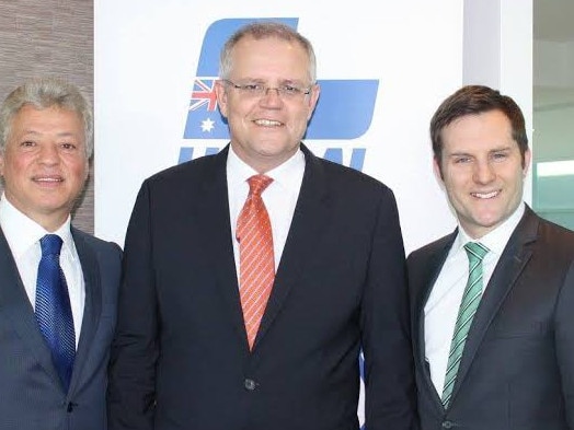 Mr Merhi with Prime Minister Scott Morrison and Mitchell Liberal MP Alex Hawke, Mr Hawke recently voted against move by the State Liberal Executive to have developers banned from running for local councils, calling for more legal advice on the matter.