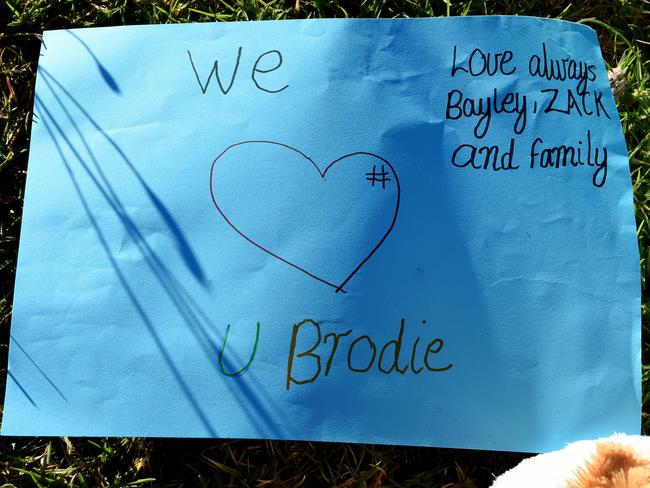 Brodie’s friends left notes for him outside the family home in Tootgarook. Picture: Nicole Garmston.