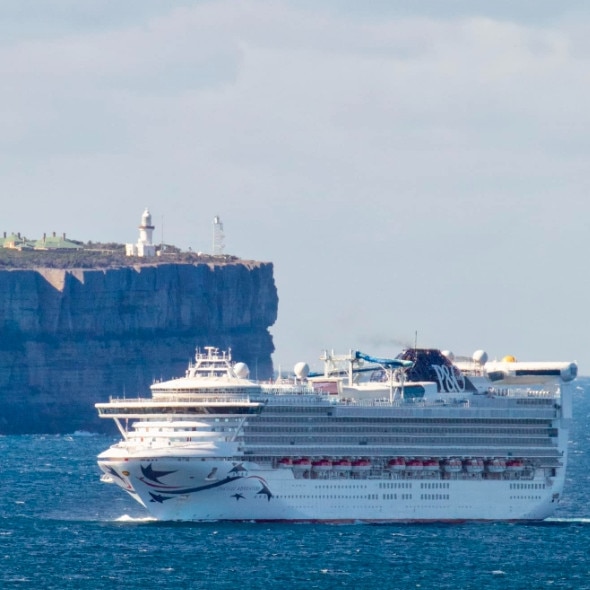 A cruise ship carrying over 3000 passengers has been forced to anchor for two days on the NSW south coast due to “rough coastal conditions.” Picture: Maree Clout/Facebook