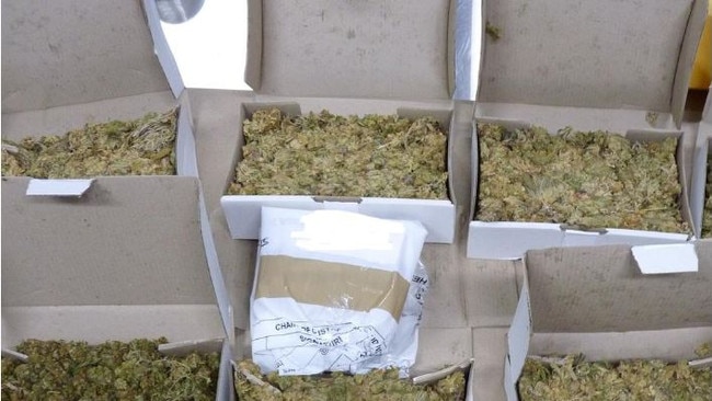 Drugs, cash and other items seized when SA Police busted Thomas Booker and his co-accused’s multi million-dollar dark web drug operation. Picture: SA Police.