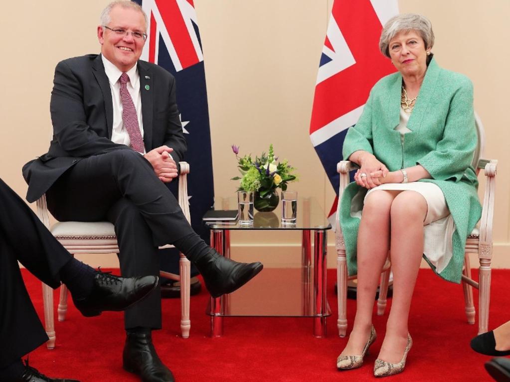 The Prime Minister held a bilateral meeting with outgoing British PM Theresa May, where they discussed the challenges presented by Brexit. Picture: Supplied