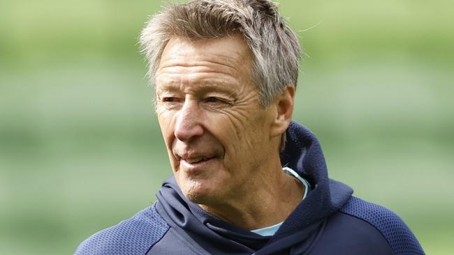 MELBOURNE, AUSTRALIA - SEPTEMBER 04: Melbourne StormÃ¢â¬â¢s NRL coach Craig Bellamy looks on during a Melbourne Storm NRL media opportunity on September 04, 2024 in Melbourne, Australia. (Photo by Darrian Traynor/Getty Images)