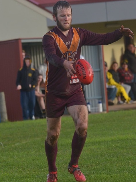 Glencoe’s Brodie Foster who kicked his 100th goal for 2019 in Mid South Eastern Football League against Kongorong on Saturday. Foster finished the day with 13 goals. Picture: Naomi Mitchell