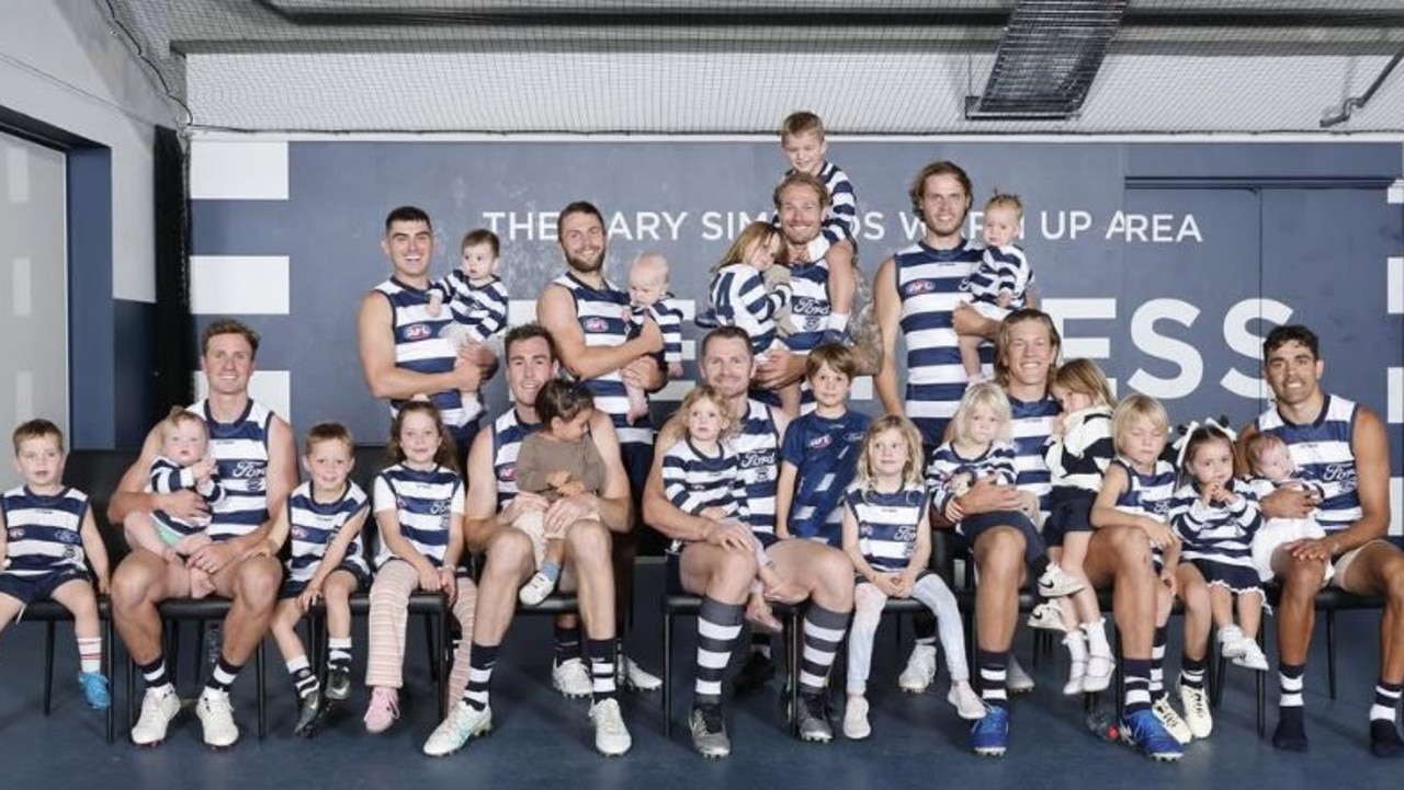 Cats players and their little ones. Picture: Instagram / Patrick Dangerfield.