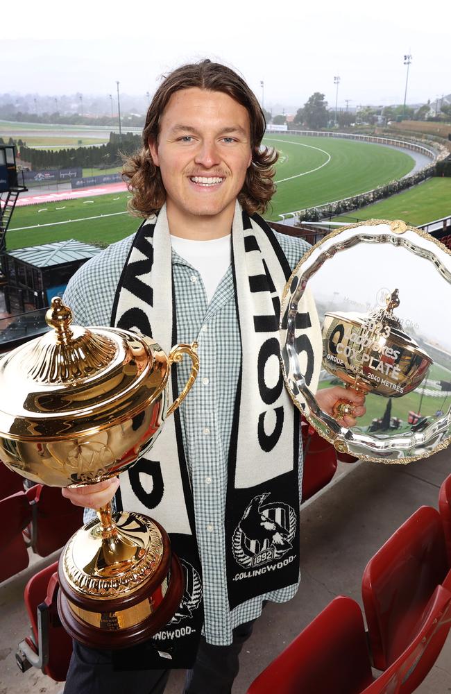 Ginnivan with The Gold Cup and The Cox Plate at Moonee Valley Racecourse. Picture: David Caird