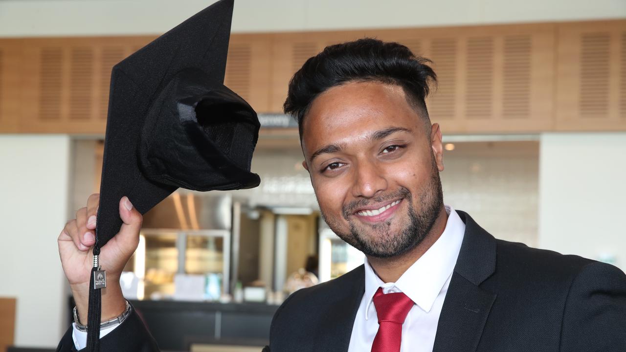 Griffith business school graduation at Gold Coast Convention Centre. Mohsin Shaikh Picture Glenn Hampson