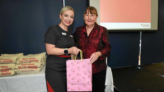 SAVING LIVES: Hervey Bay Donor Centre group account manager Jacinta Jeffrey with Rose Sheehy after her speech about her three-year-old granddaughter, Arianna, who is battling. Picture: Cody Fox