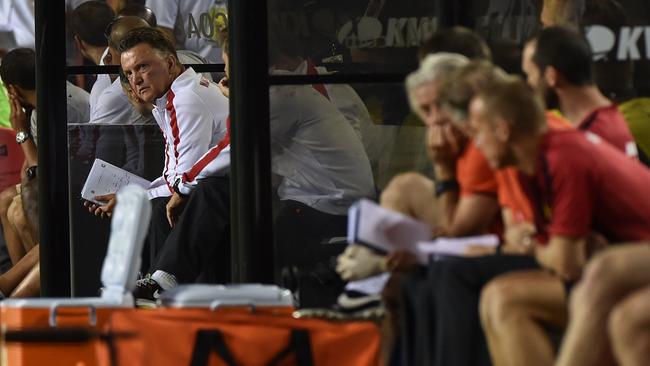 Manchester United manager Louis van Gaal watches his team play in the United States.