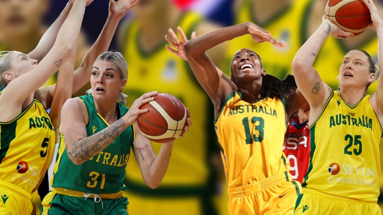 Darcee Garbin, Cayla George, Ezi Magbegor and Lauren Jackson form a formidable front court for the Opals