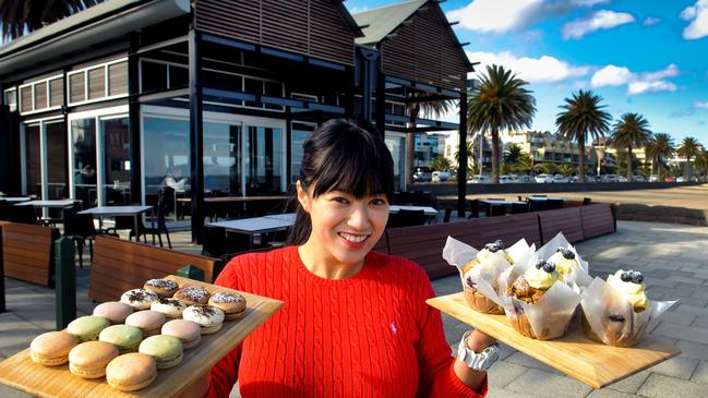 Jenny Nham with selections of small deserts from Nshry in Albert Park.