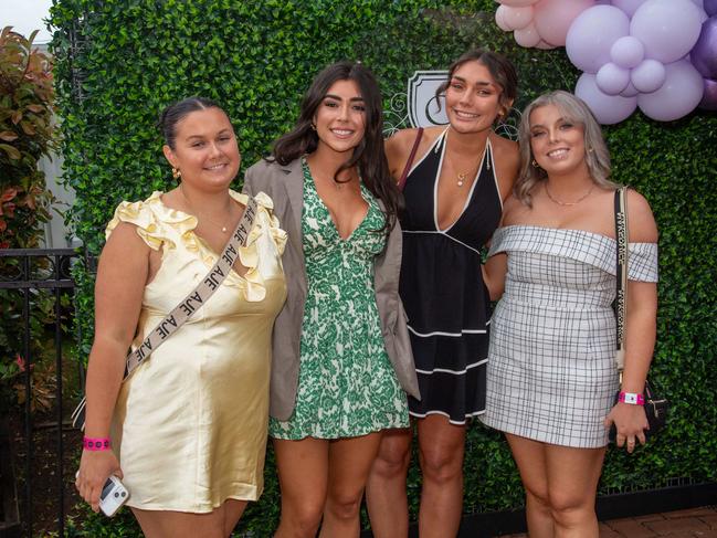 (From left) Hope McKellar, Megan Bailey, Emily Johnson and Krysta Jamieson. Weetwood Raceday at Toowoomba Turf Club. Saturday, September 28, 2024. Picture: Nev Madsen