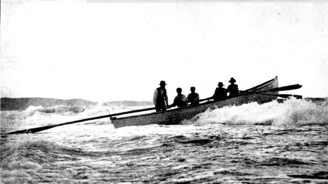 Members of the Sly family in their whaleboat in January 1907. Picture Northern Beaches Library