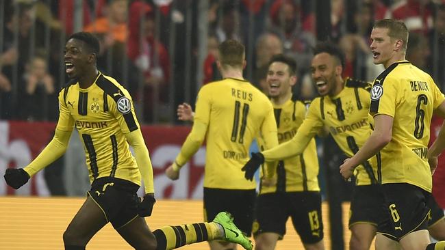 Ousame Dembele (L) scored and assisted in the space of five minutes in Dortmund’s 3-2 win.