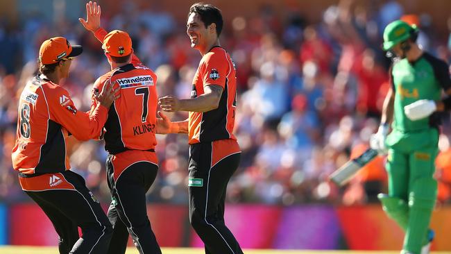 Mitchell Johnson and the Perth Scorchers were on fire on Tuesday night.