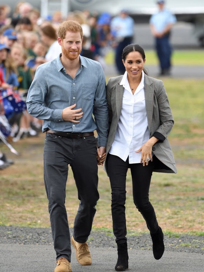 Prince Harry and Meghan Markle, wearing Outland Denim in Australia, 2018.