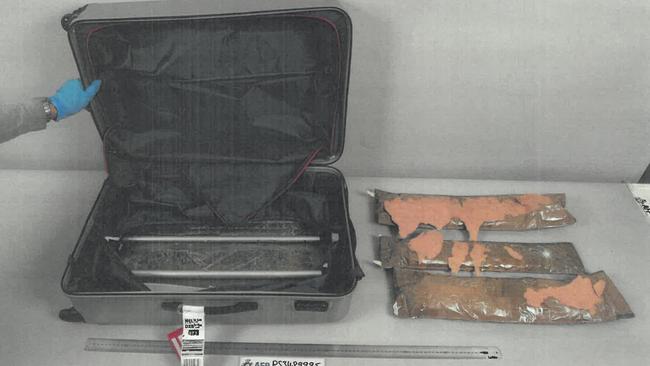 The suitcase of bungling drug smuggler Sam Kul who was busted trying to import 5kg of cocaine into Melbourne. Picture: Supplied