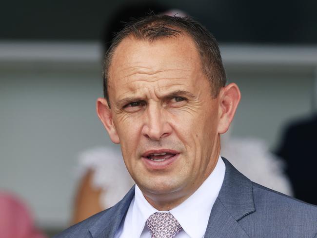 SYDNEY, AUSTRALIA - MARCH 13: Chris Waller looks on after winning race 3 the Bowermans Commercial Furniture Pago Pago Stakes with Shaquero during Sydney Racing at Rosehill Gardens on March 13, 2021 in Sydney, Australia. (Photo by Mark Evans/Getty Images)