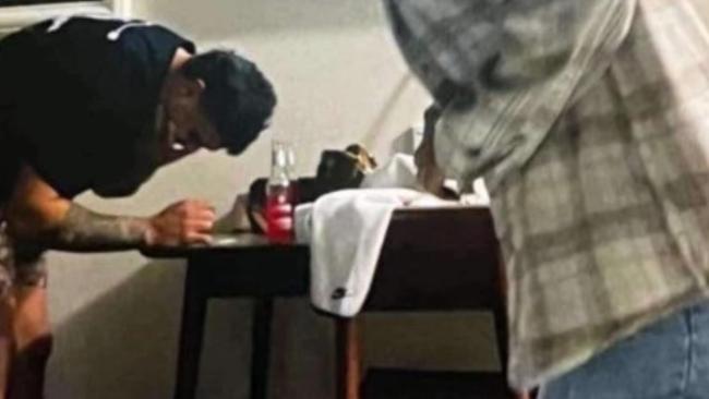 The picture that allegedly shows NRL star Latrell Mitchell with a white powder substance. Picture: Supplied