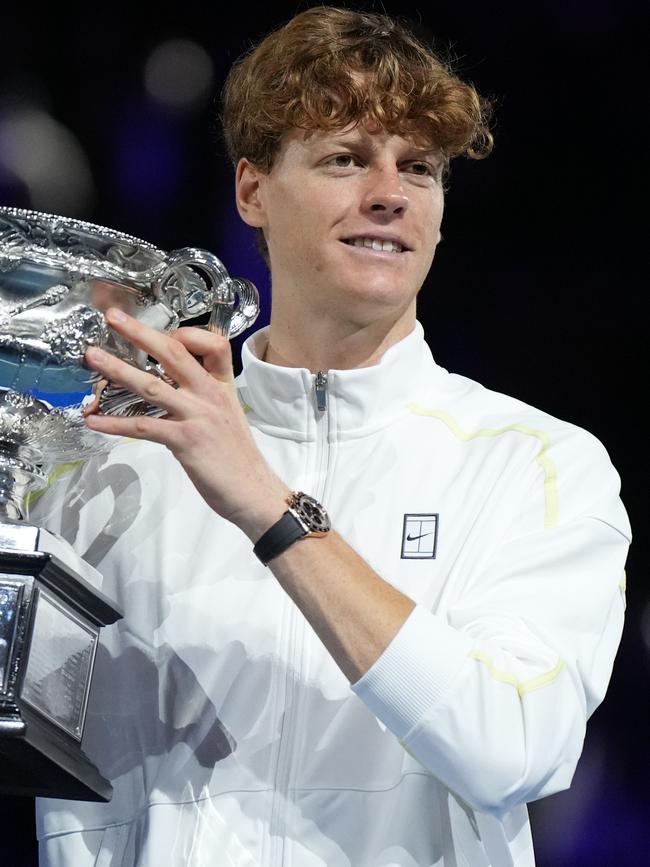 Jannik Sinner after winning this year’s Australian Open. Picture: Getty Images