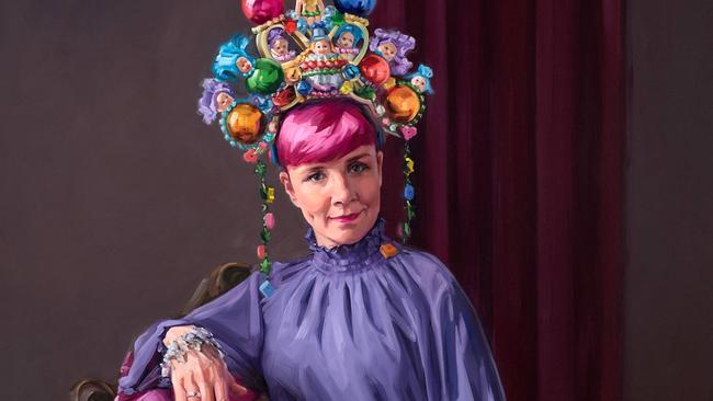 Archibald Prize 2023 finalist, Andrea Huelin 'Clown jewels'. Sitter: Cal Wilson. Picture: Archibald Prize.