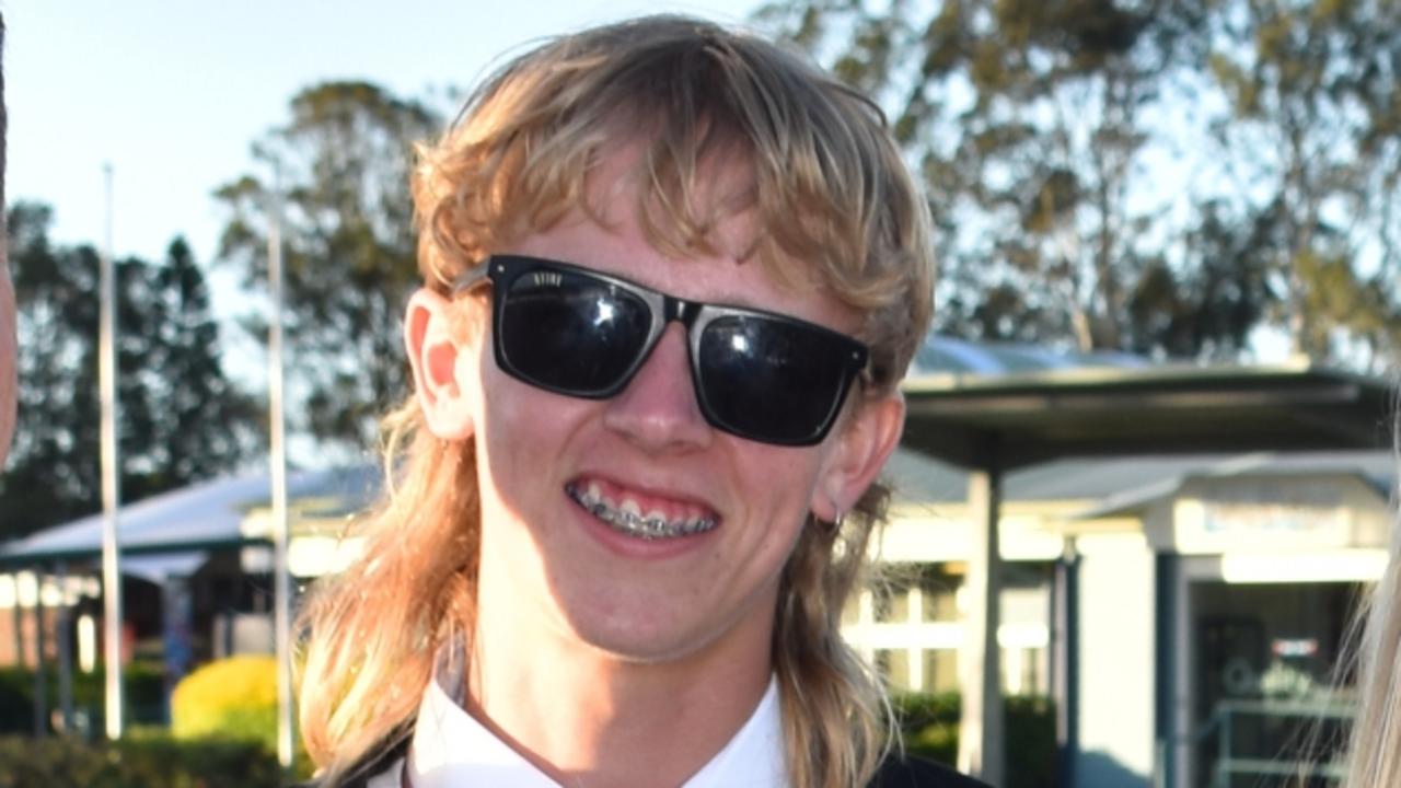 Logan Poland’s crack at the Warwick Capper mullet was a knockout at the Year 12 Mountain Creek State High School formal. Picture: Eddie Franklin