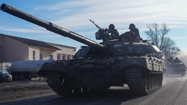 Ukrainian tanks in Chuhuiv, Kharkiv Oblast, on Thursday. Picture: Getty Images