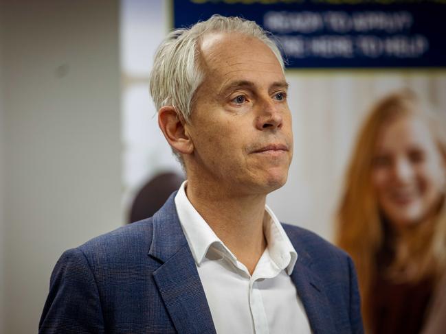 MELBOURNE, AUSTRALIA. NewsWire Photos. NOVEMBER 9, 2024. MP Andrew Giles holds a press conference at Box Hill Institute's Melbourne city campus regarding the Albanese Government's announcement to reduce student debt by 20%. Picture: NewsWire/Tamati Smith.