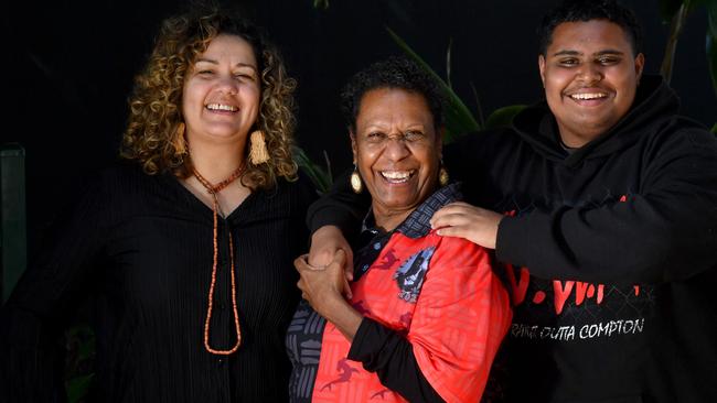 Deline Briscoe with Gail Mabo and Nashae. Picture: Evan Morgan