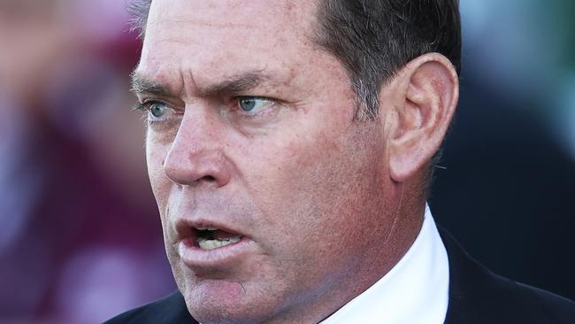 SYDNEY, AUSTRALIA - JUNE 12:  Tigers interim coach Brett Kimmorley looks on during the round 14 NRL match between the Wests Tigers and the Manly Sea Eagles at Campbelltown Stadium, on June 12, 2022, in Sydney, Australia. (Photo by Matt King/Getty Images)