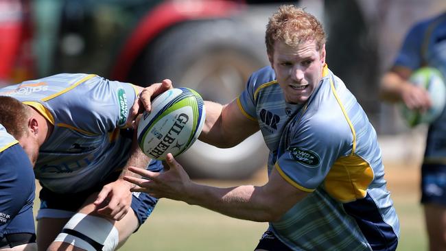 David Pocock trains with the Brumbies in Canberra today. Picture: Ray Strange.