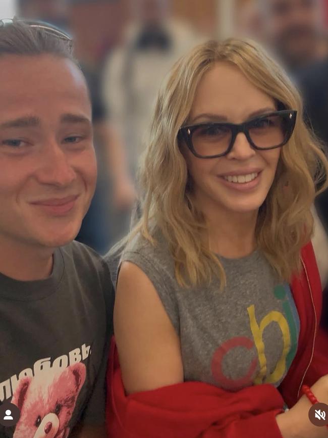 Kylie Minogue has landed in Adelaide ahead of her concert. Picture: Instagram @declanburnettt