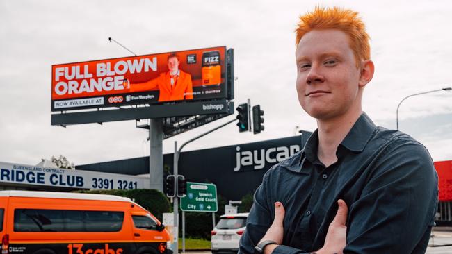 Jayden’s mop of distinctive red hair is now emblazoned on 20 billboards from Toowoomba to Mackay. Picture: Contributed