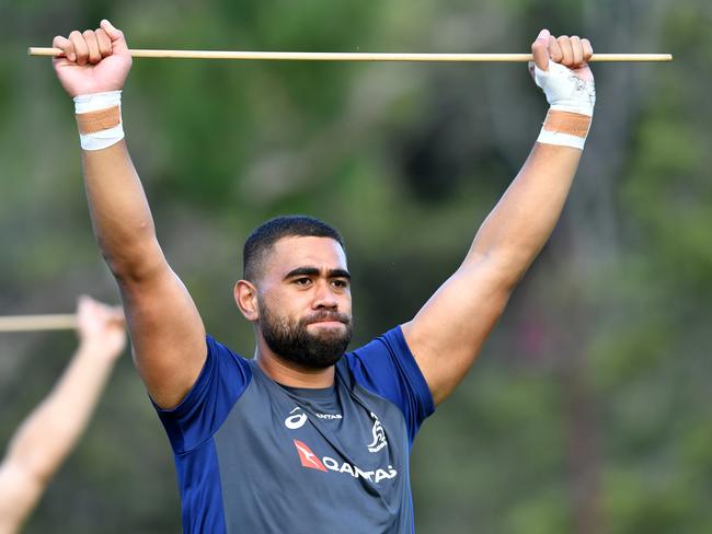 Lukhan Tui at Wallabies training.