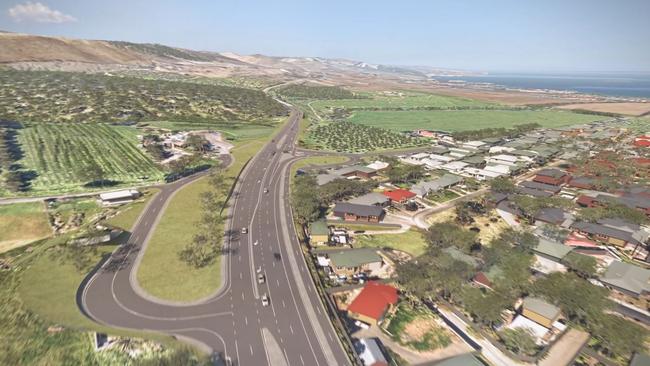 The final design for Stage Two of the Main South Road duplication has been released, with major construction work about to kick off. This next stage will see the duplication of Main South Road continued from Aldinga Beach Road to Sellicks Beach . South Road at Sellicks Beach .  Picture: Department of Infrastructure and Transport