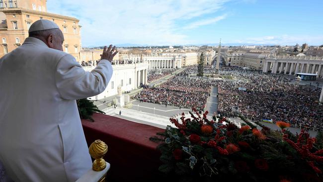 Pope Francis during the Urbi et Orbi message and blessing to the city and the world. Picture: AFP.