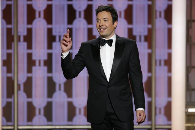 This image released by NBC shows host Jimmy Fallon at the 74th Annual Golden Globe Awards at the Beverly Hilton Hotel in Beverly Hills, Calif., on Sunday, Jan. 8, 2017. Picture: Paul Drinkwater