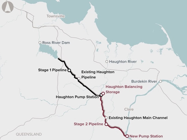 A map of the Haughton Pipeline Project. Picture: Infrastructure Australia